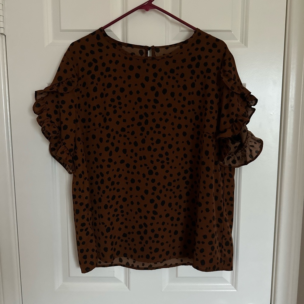 SHEIN curve , ruffle sleeve blouse